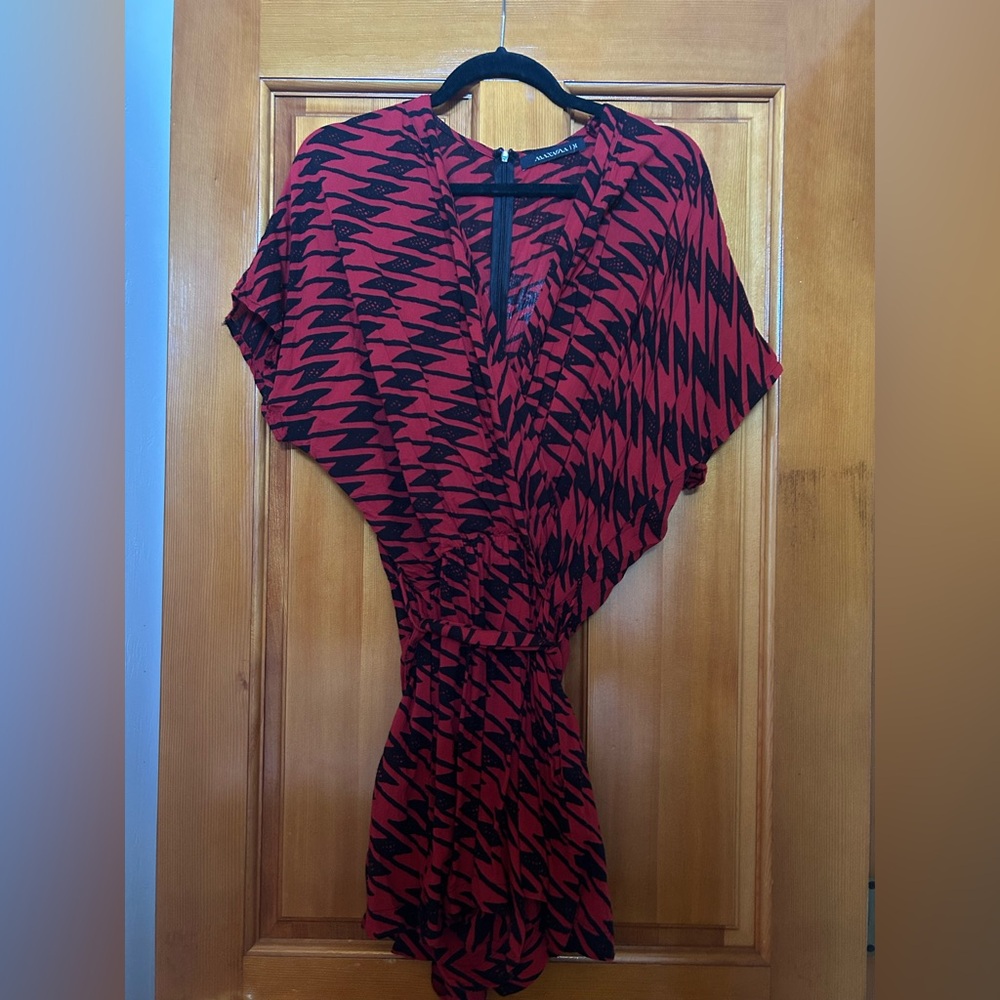 Manaola Red and Black Patterned Jumpsuit Romper